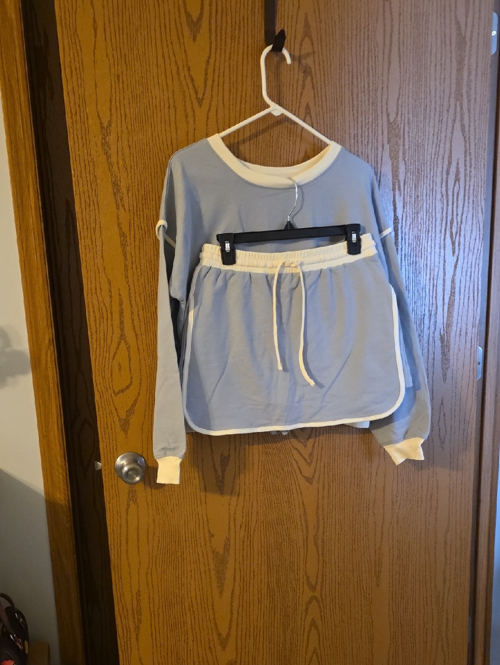 Light Blue Two-Piece Skort Set with Cream Trim NWOT PTP 24, W 14 - 17, L 15